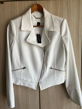 Worthington White Asymmetrical Zip Leather Jacket